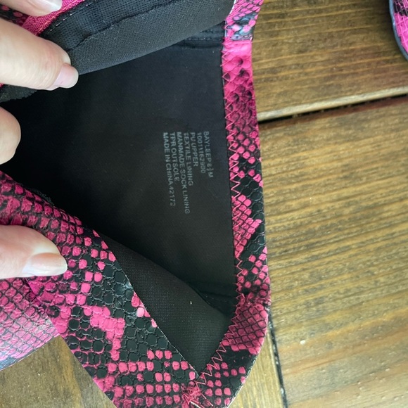 Pink and Black Snakeskin Heeled Boots with Transparent Heel - Picture 4 of 4